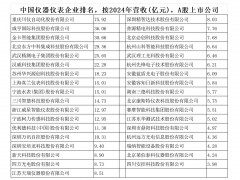 中國(guó)儀器儀表企業(yè)排名，按2024年?duì)I收(億元)，A股上市公司